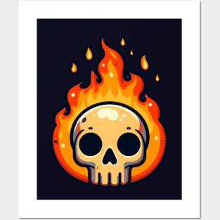 Fire skull Posters and Art